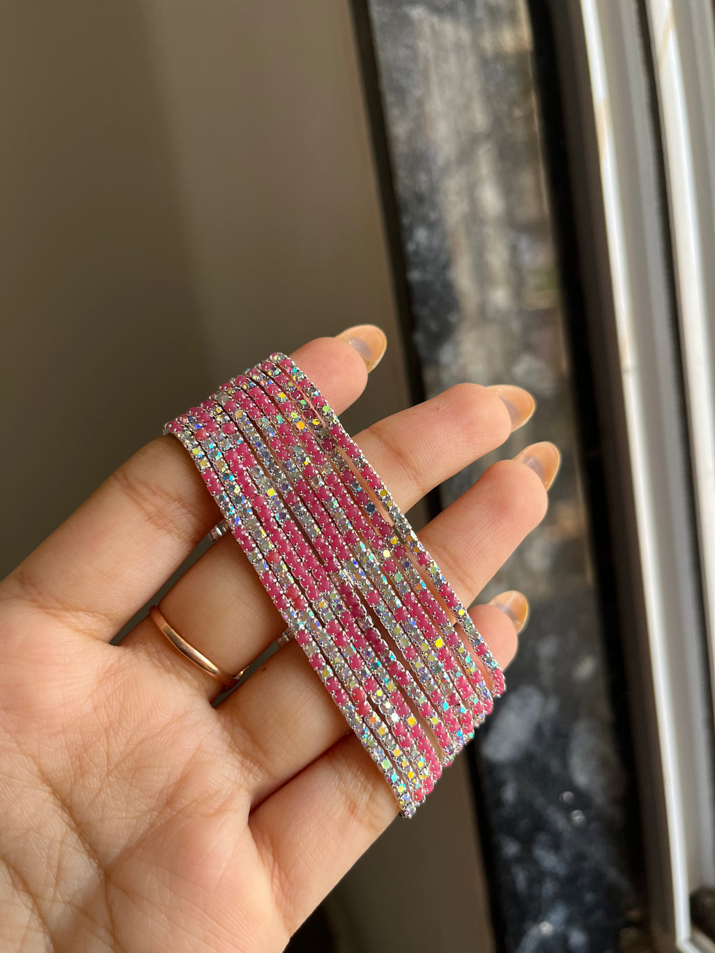 medium pink sparkling bracelet