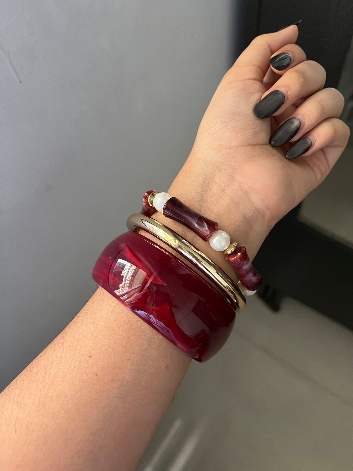 cherry red maximalist stack