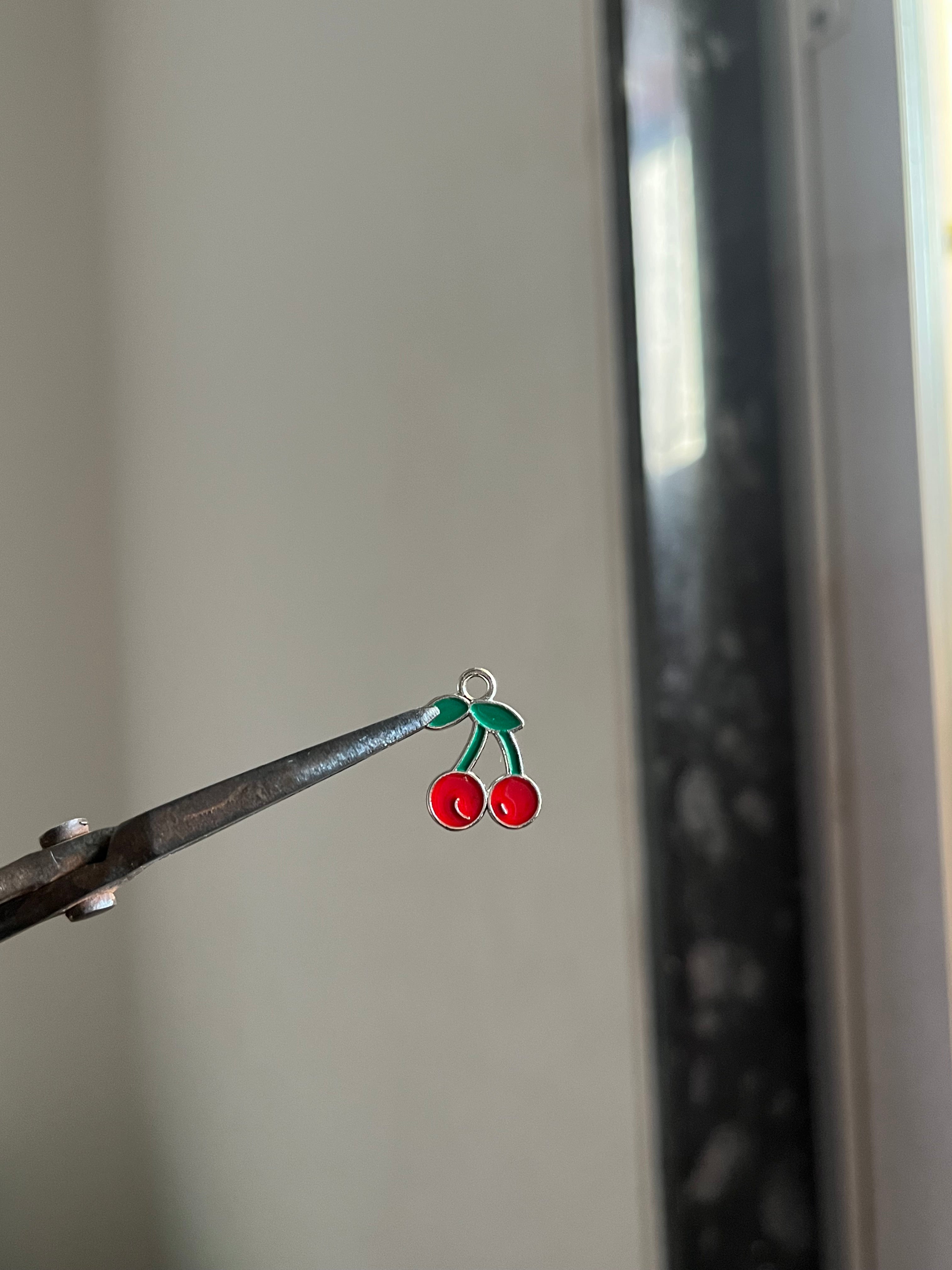 red enamel cherry charm