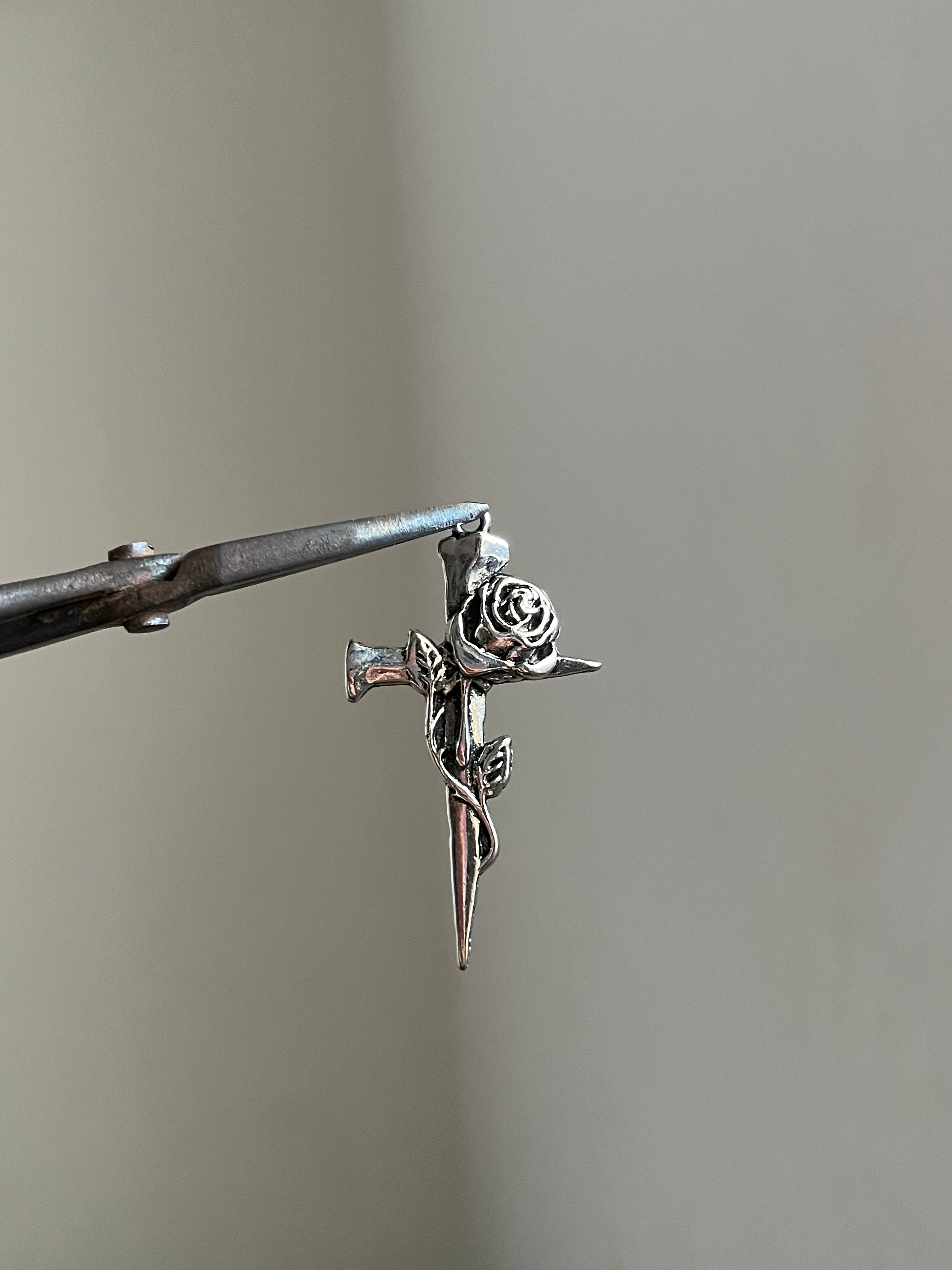 rose wrapped cross charm