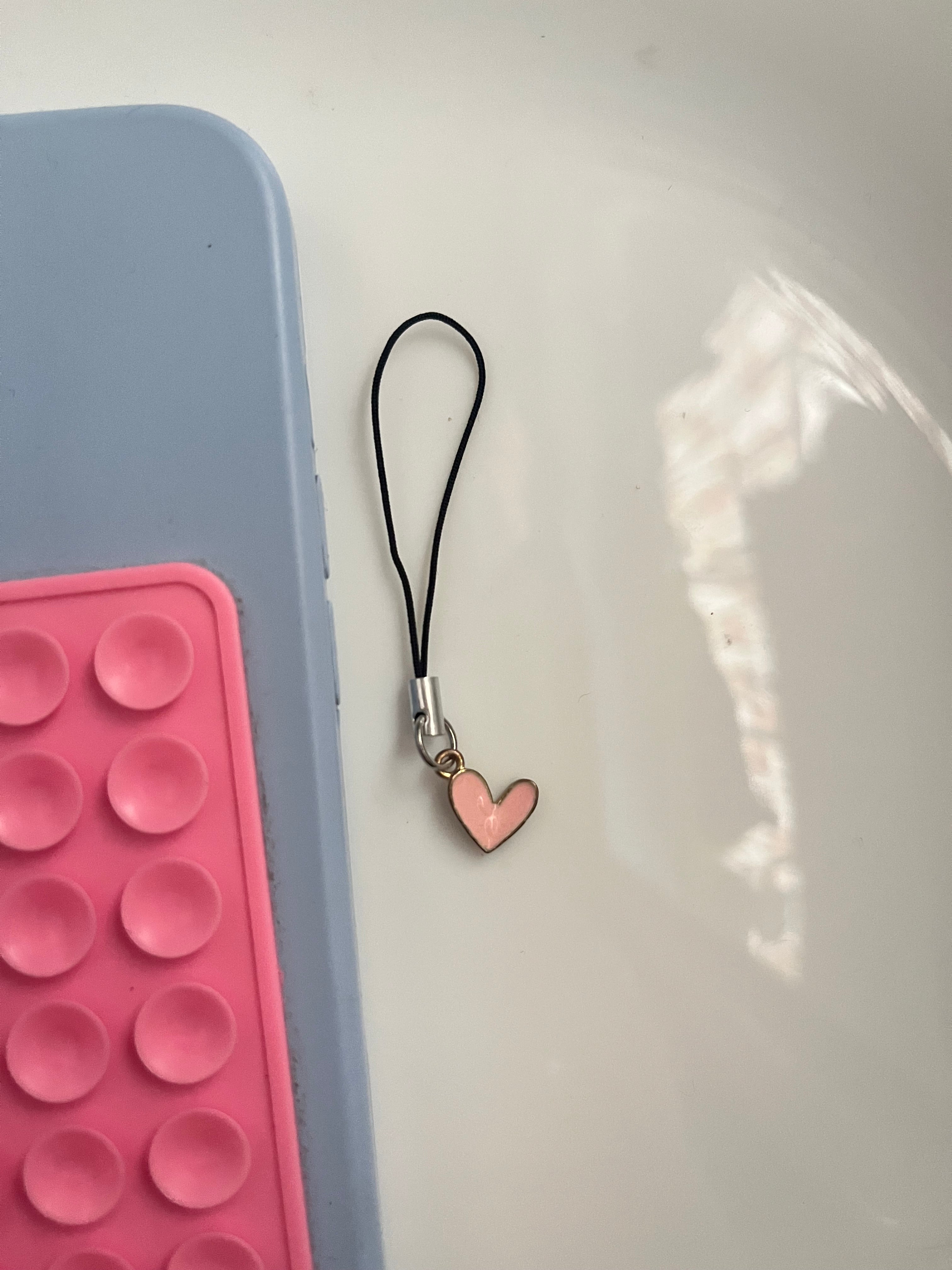 mini pink heart phone hanging