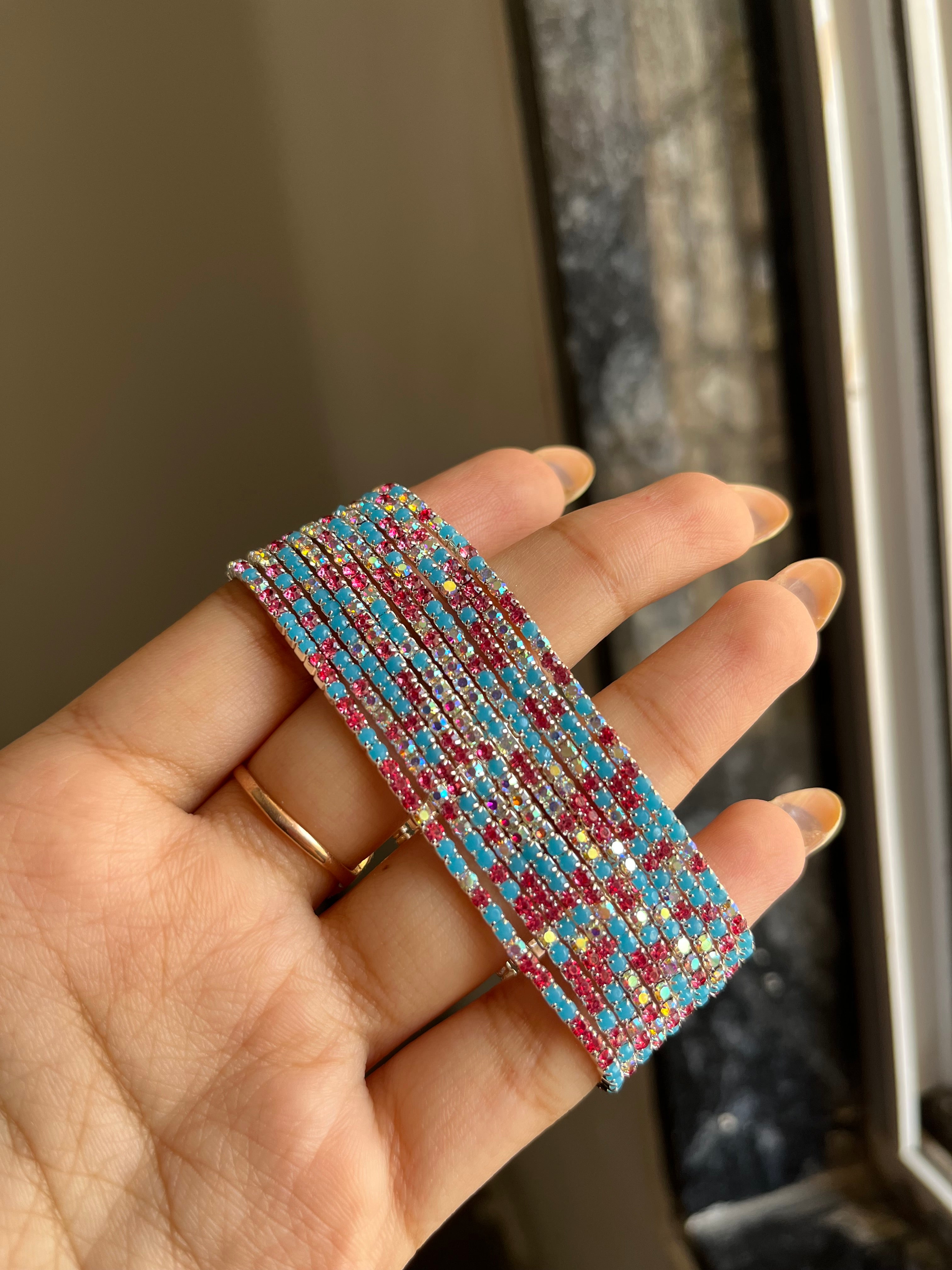 blue+pink sparkling bracelet