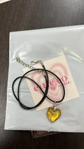 yellow glass heart cord chain