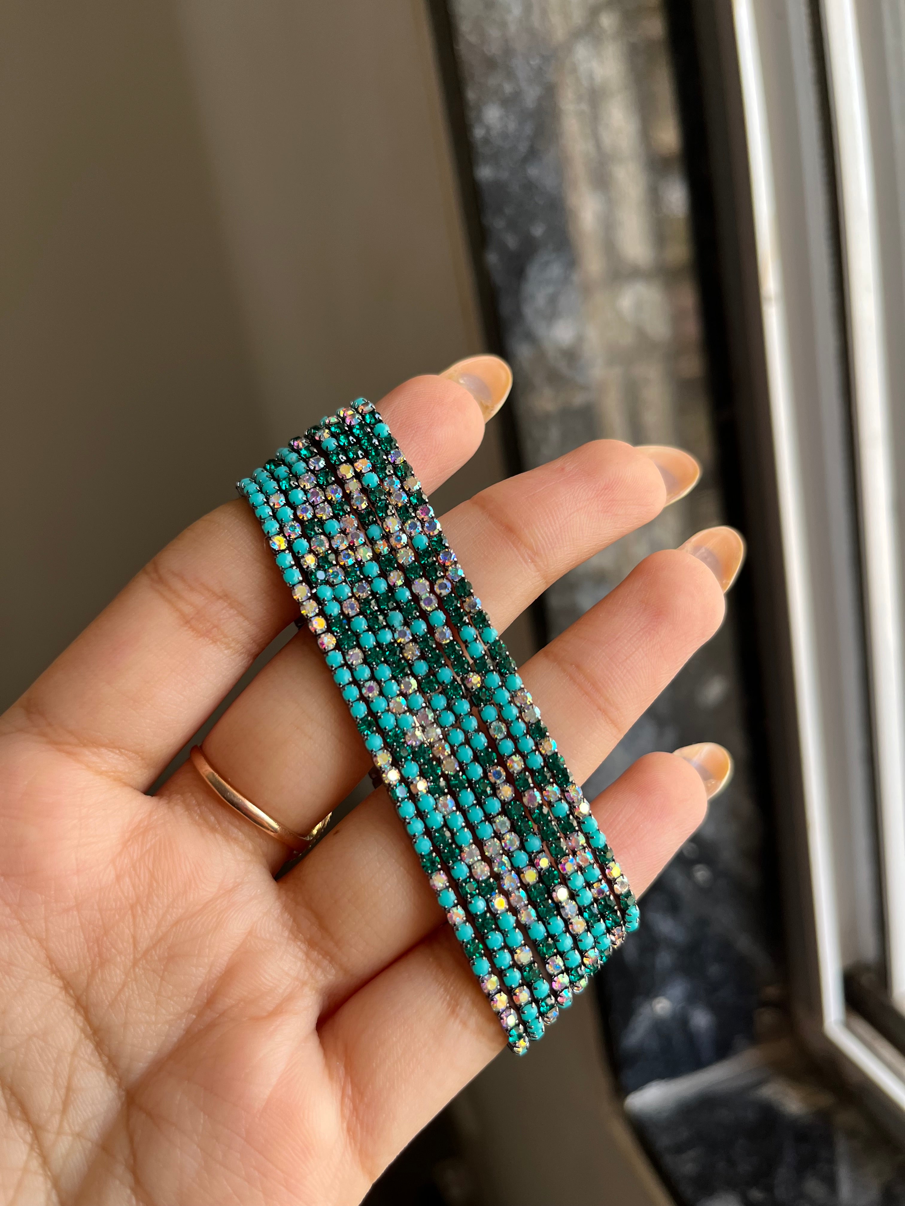 copper teal sparkling bracelet