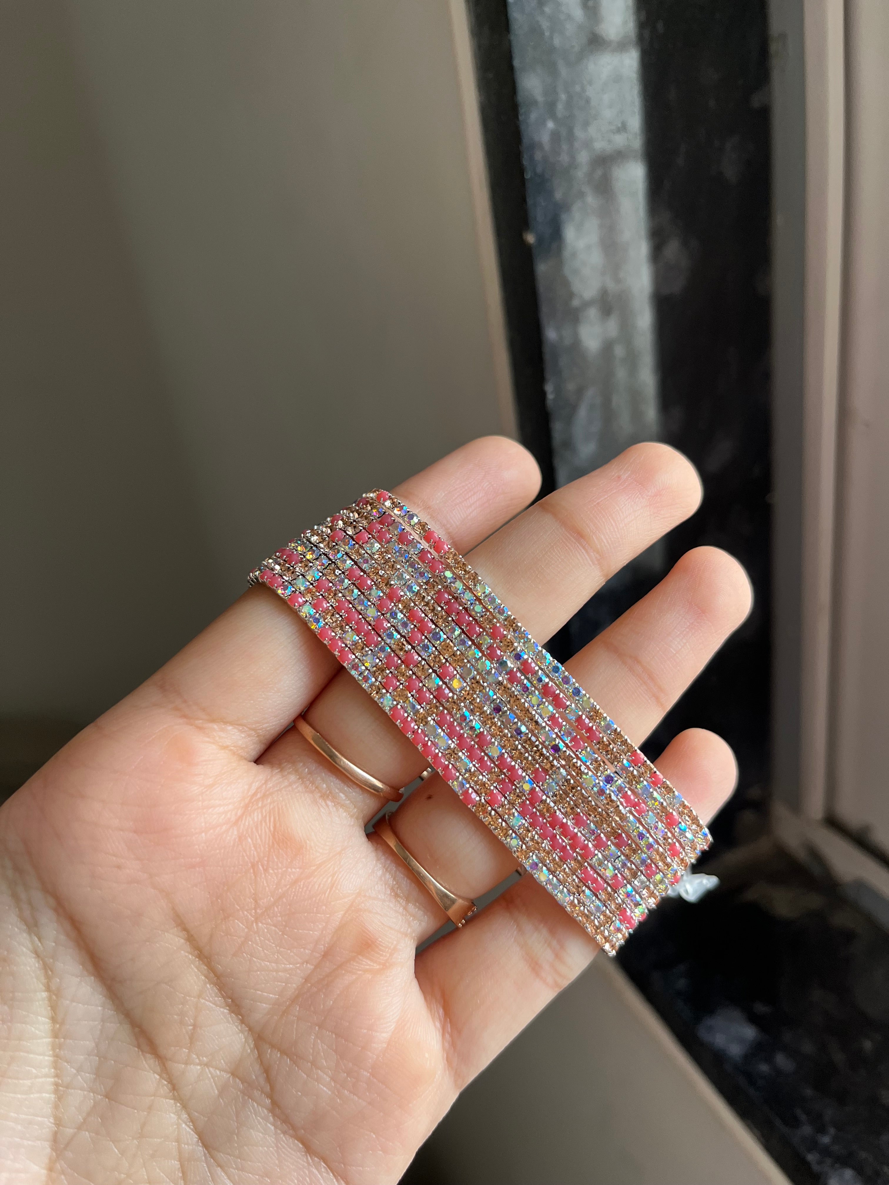 pink+beige sparkling bracelet