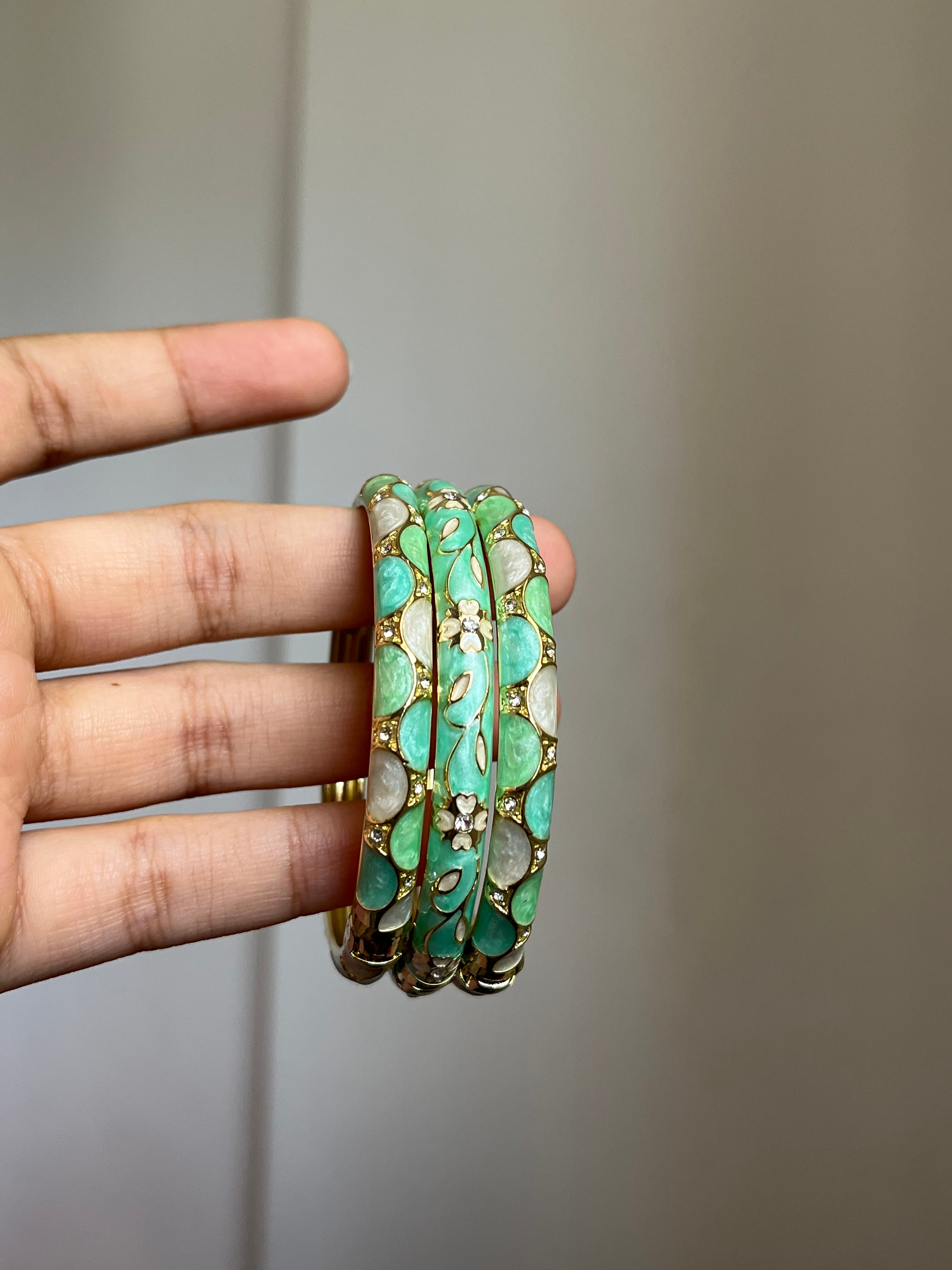 green meenakari stack