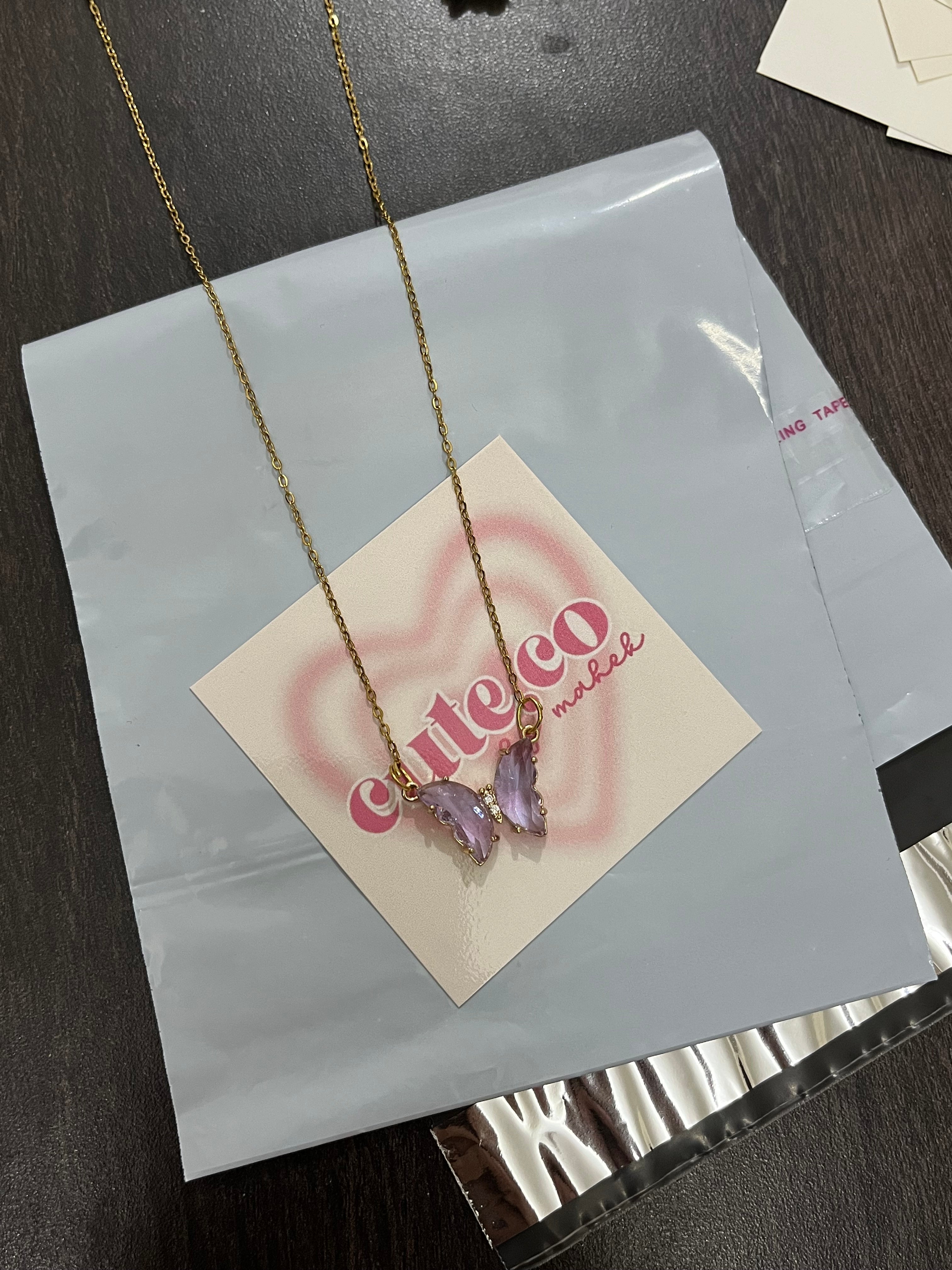 lillac crystal butterfly chain