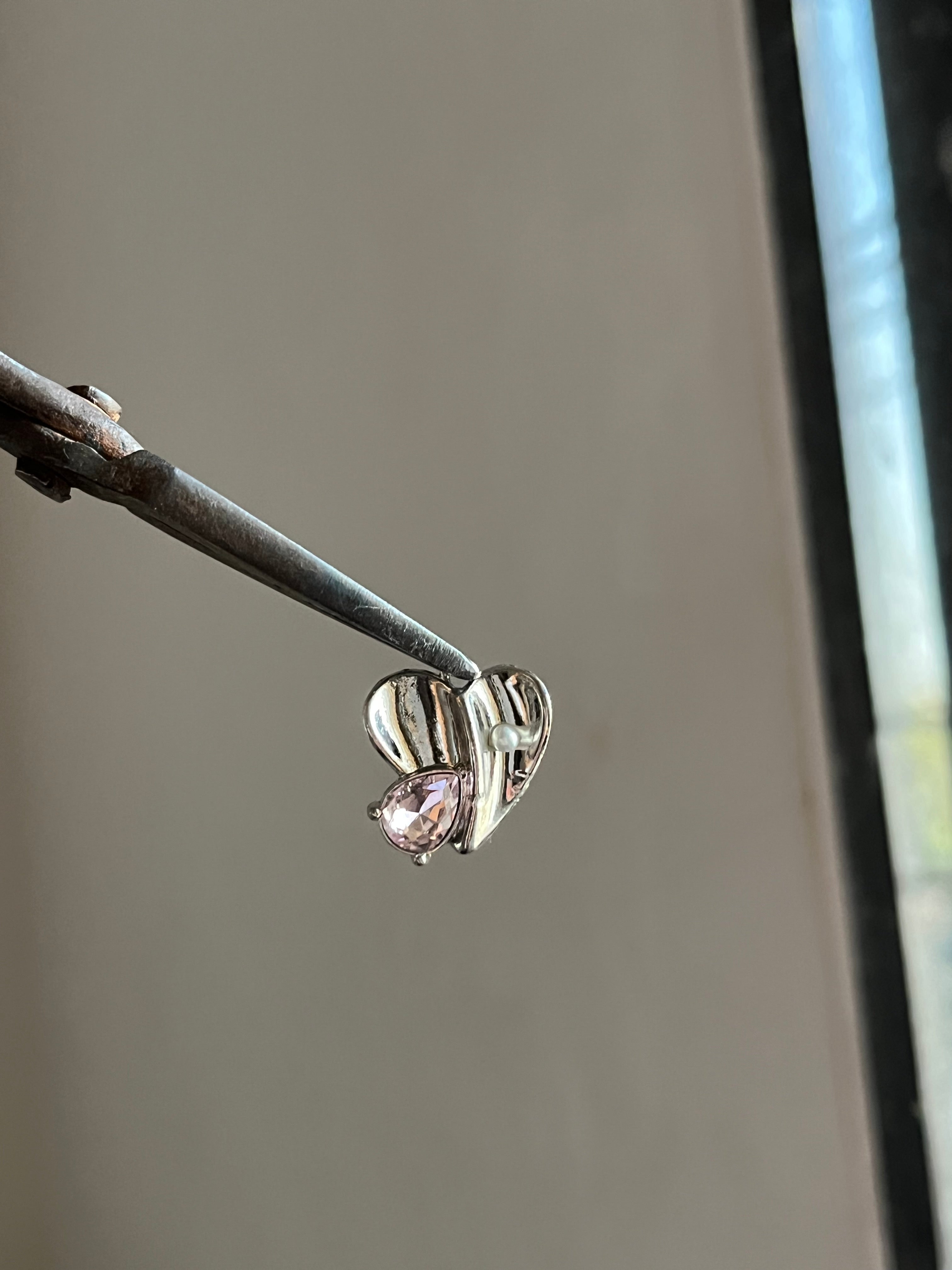 silver double heart charm