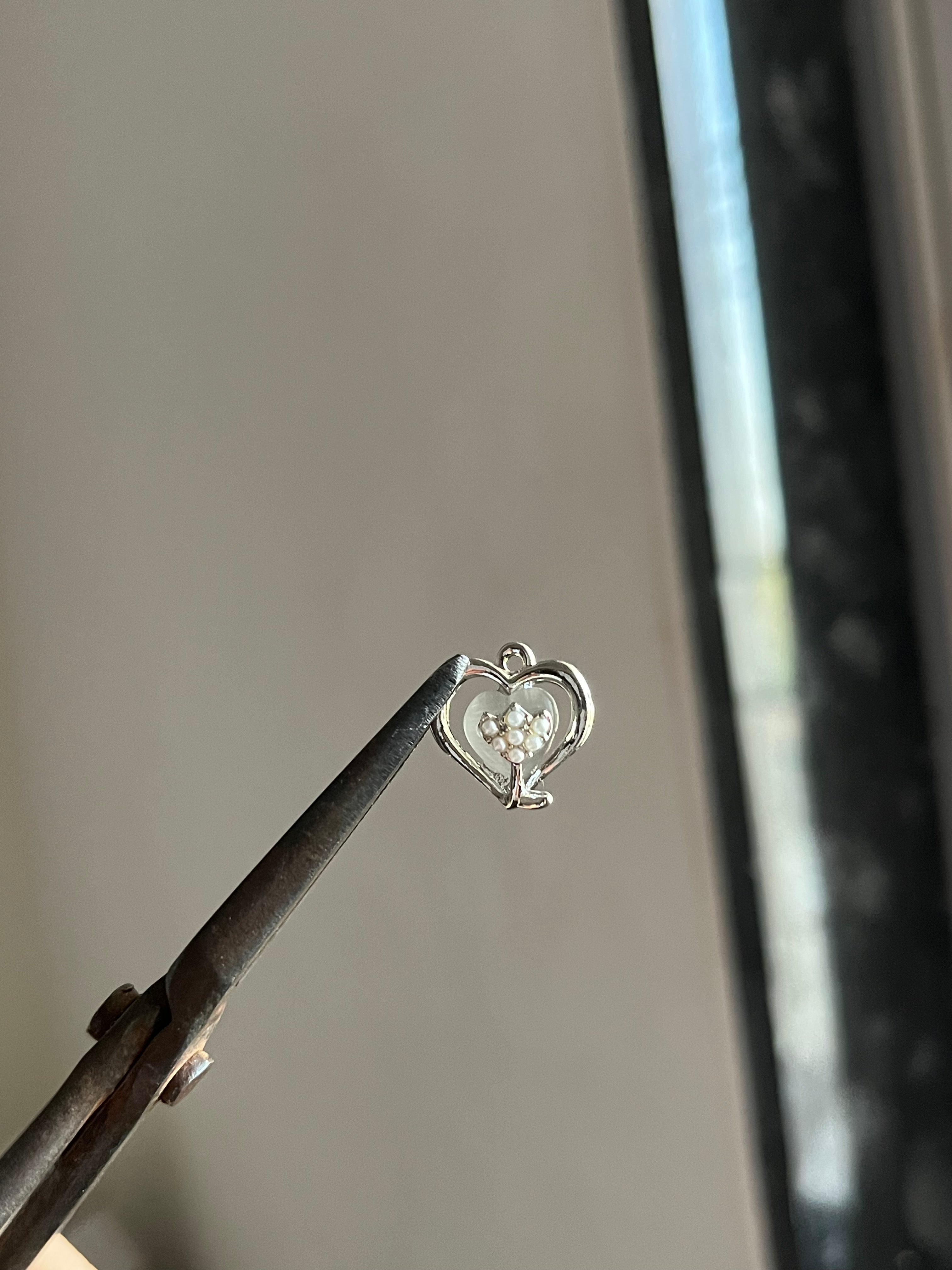 floral grey heart charm