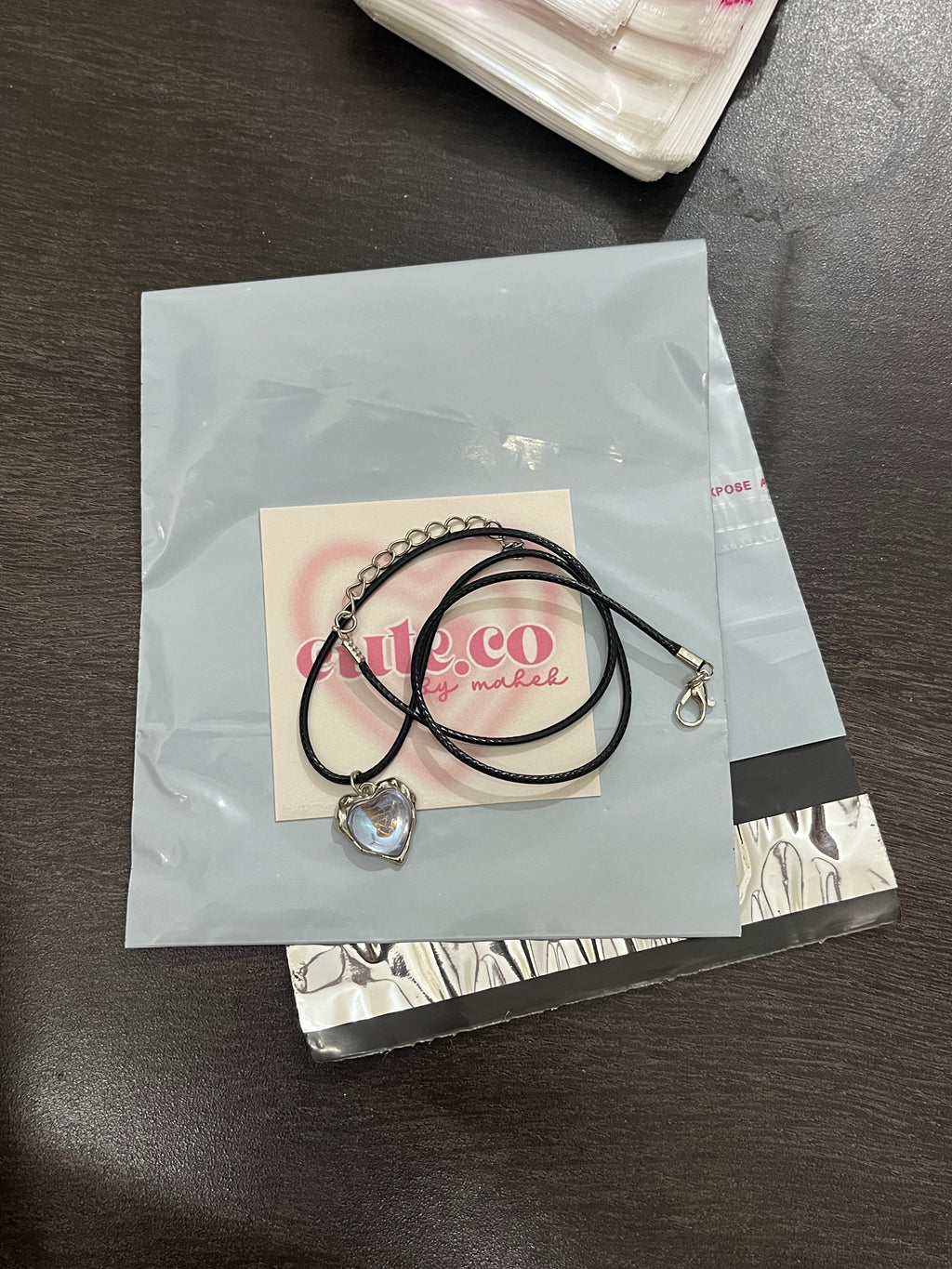 blue heart cord chain
