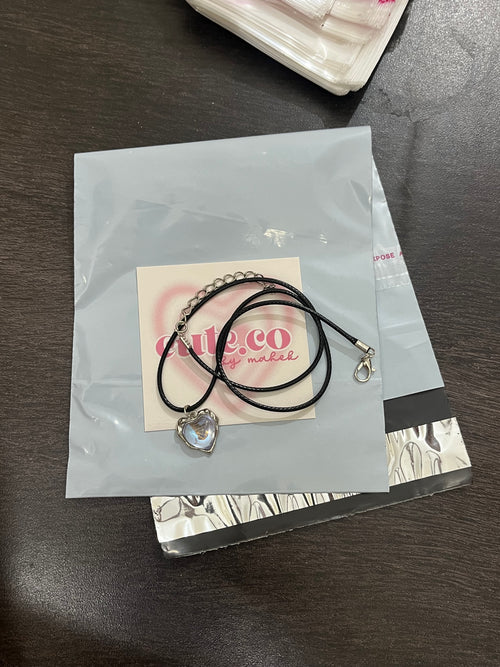blue heart cord chain