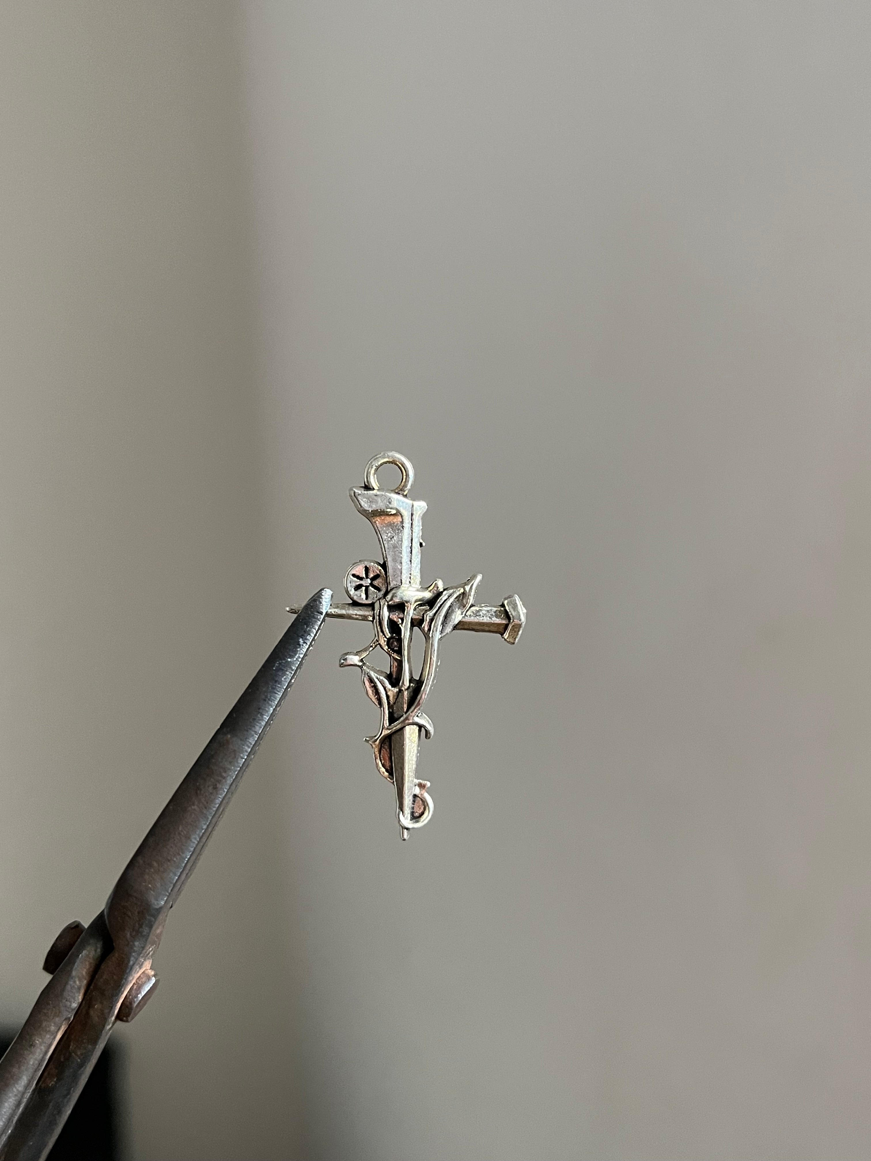 leaves cross charm