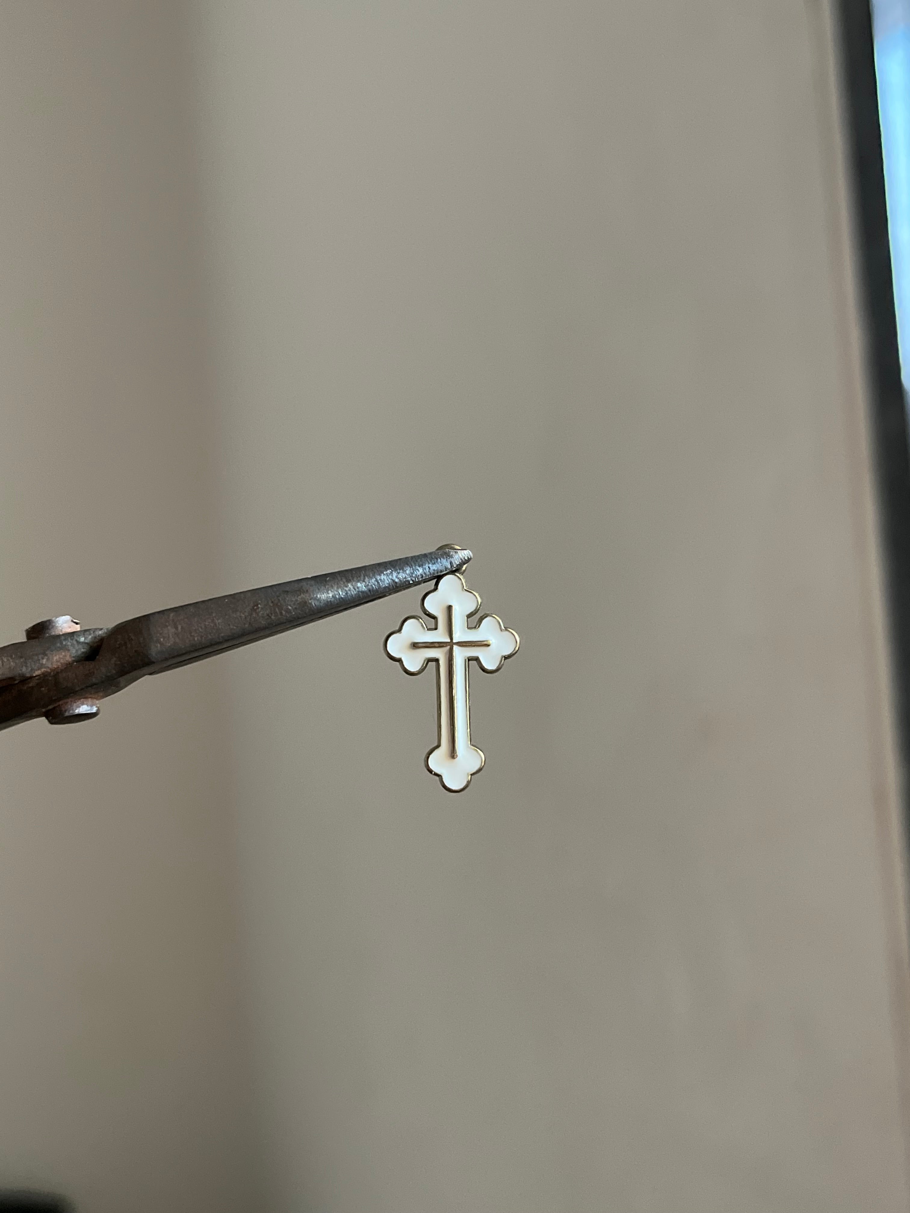 white cross (gold) charm
