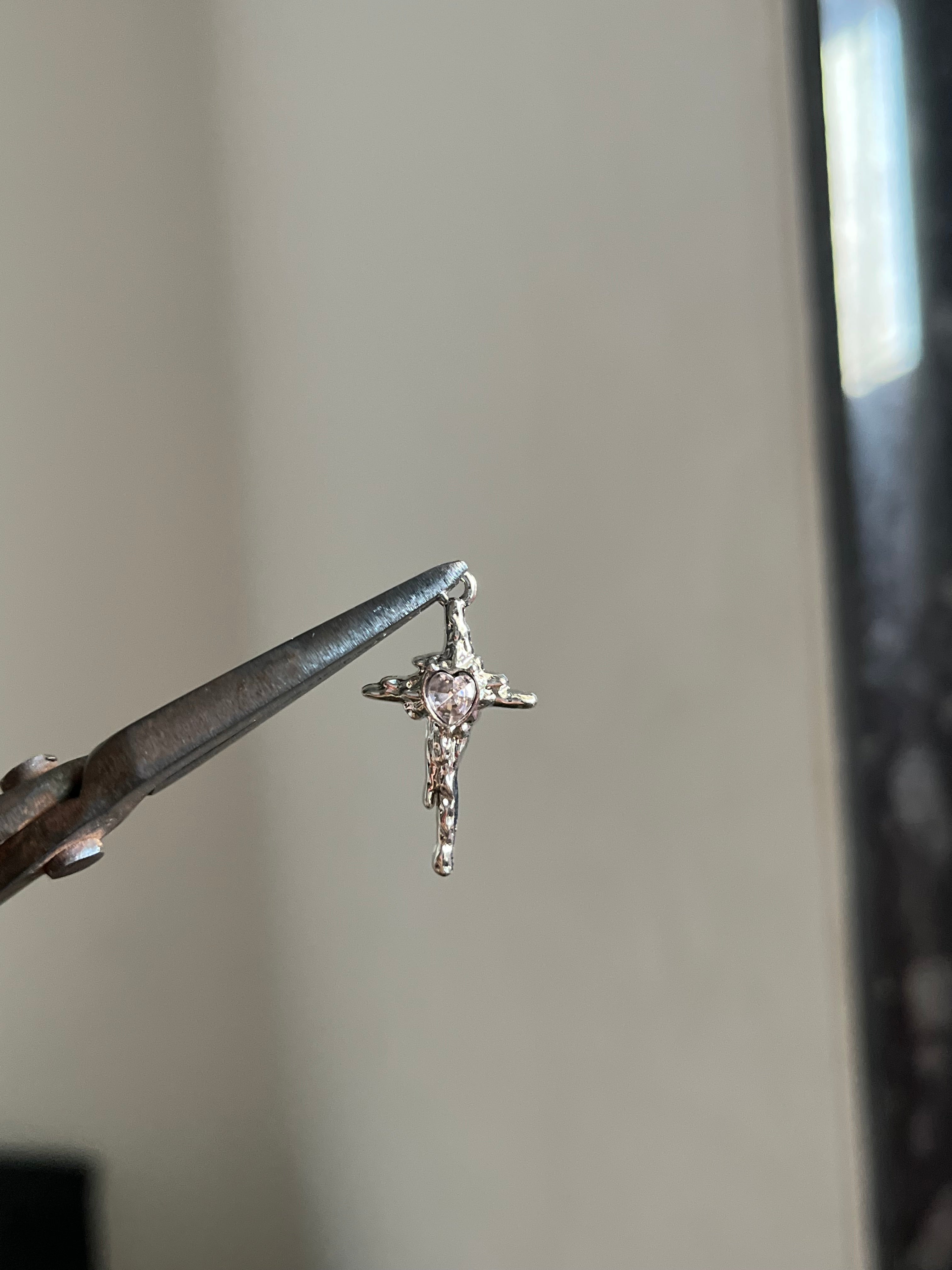pink diamond cross charm
