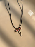 pink bow cord chain