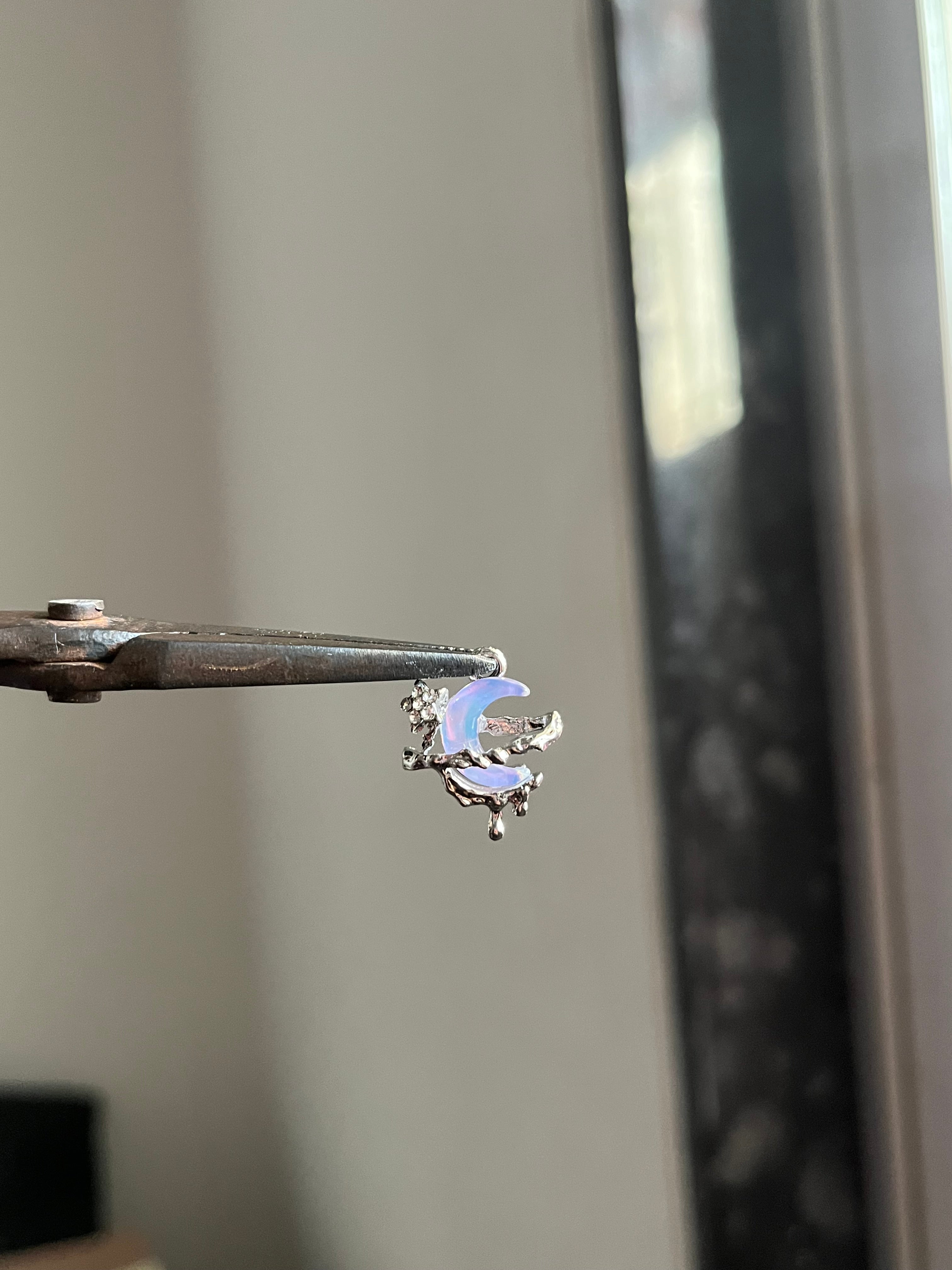 pink drippy moon charm