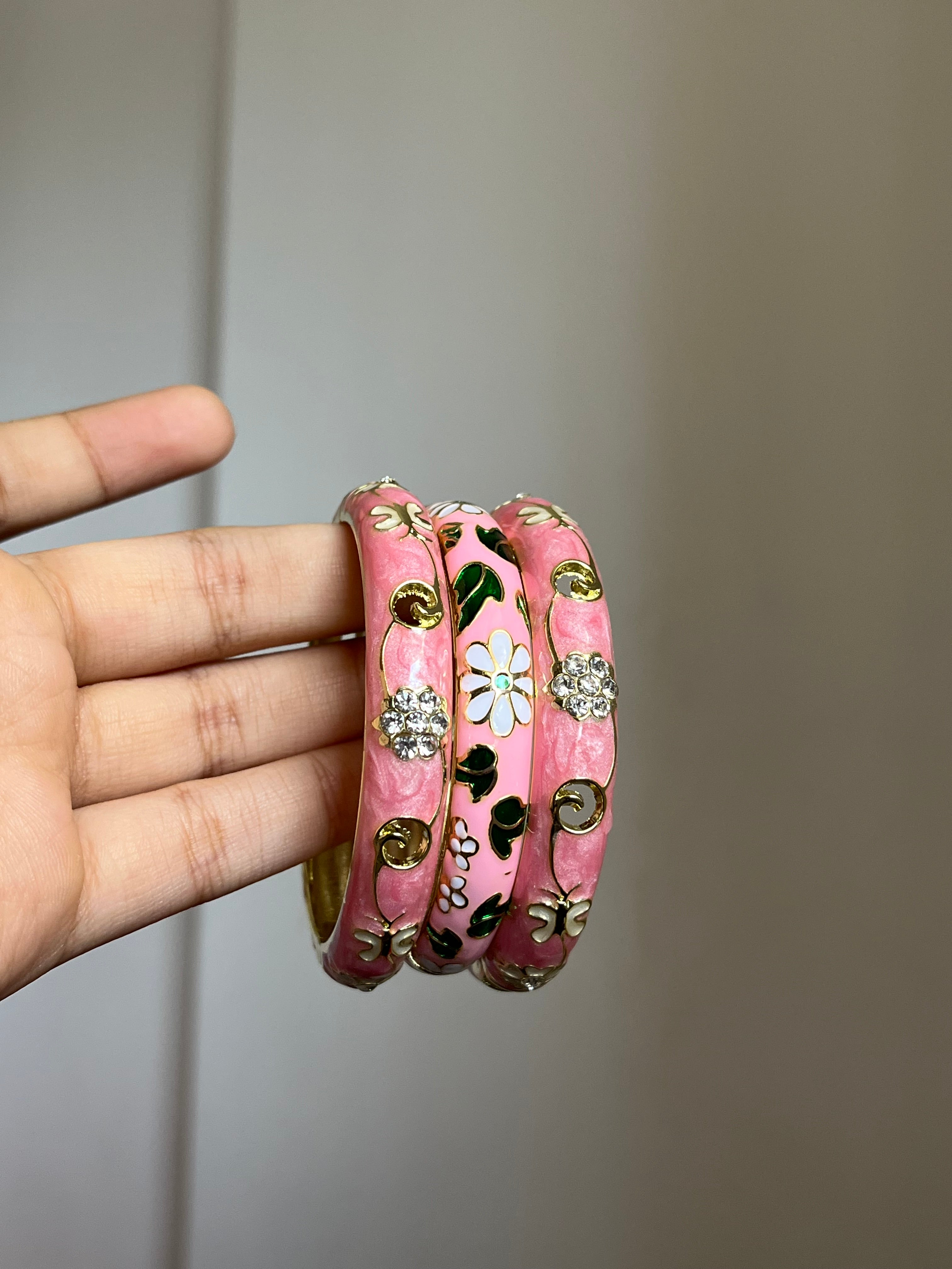 pink meenakari stack
