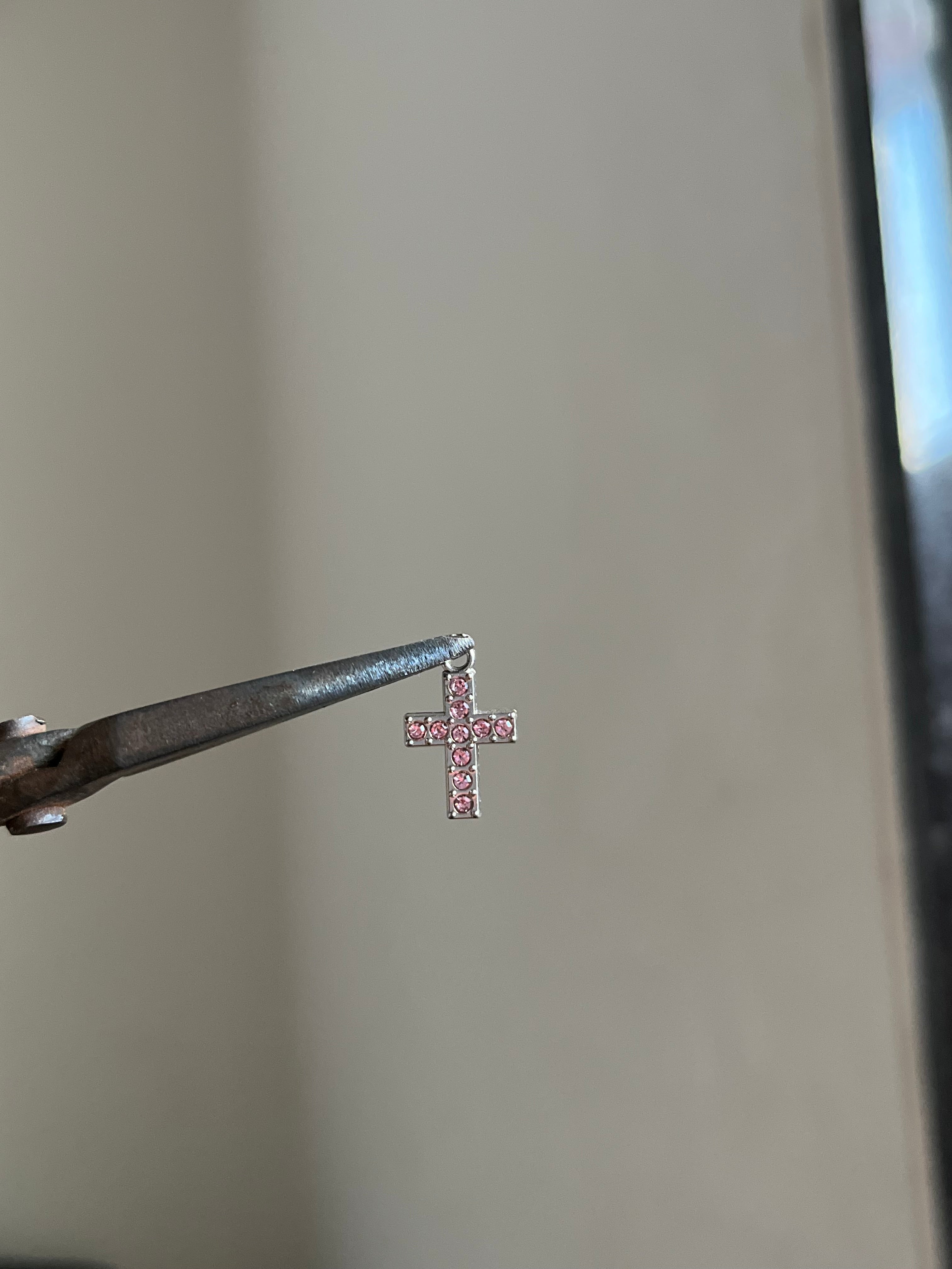 pink mini cross charm