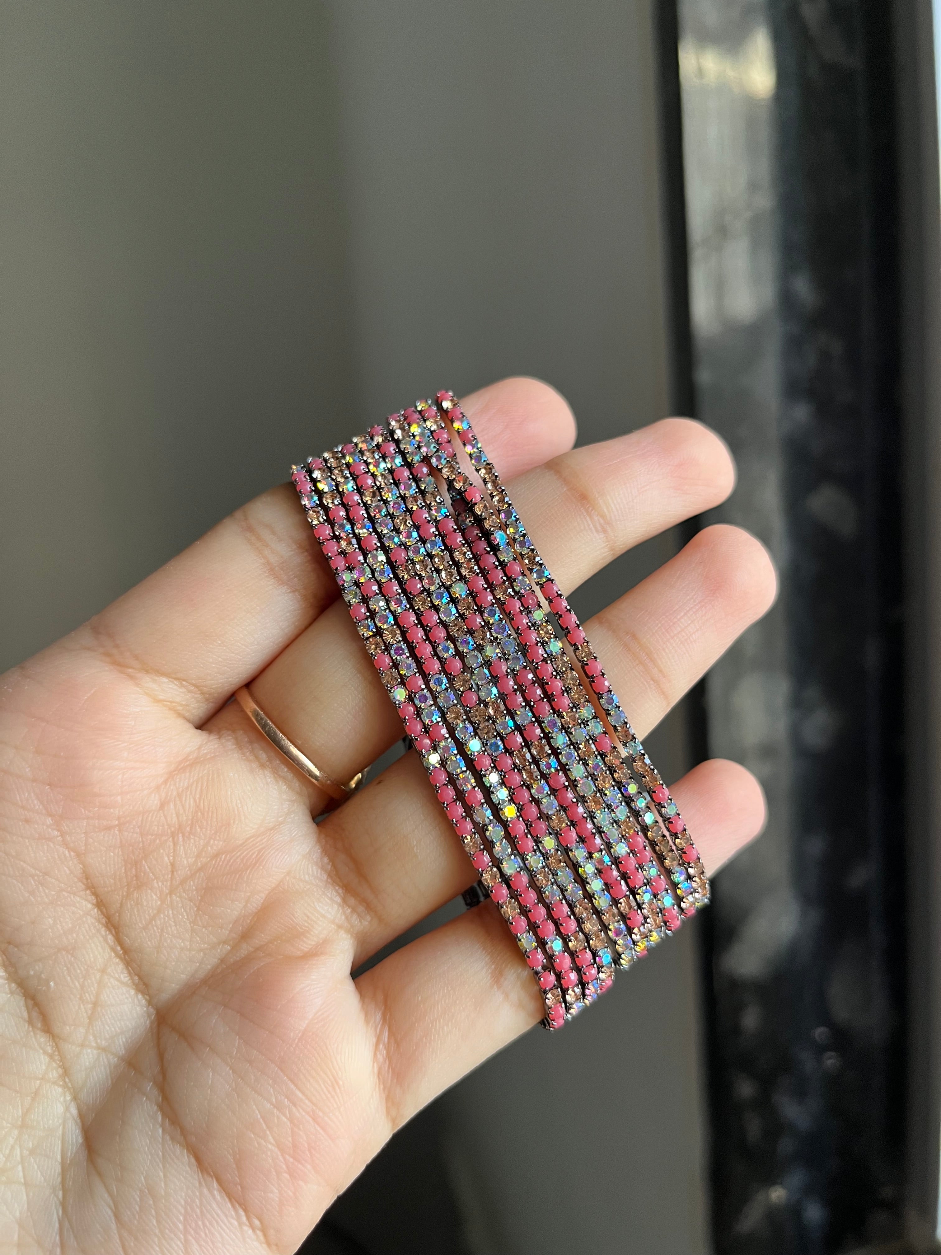 copper pink sparkling bracelet