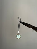white chrome heart phone hanging