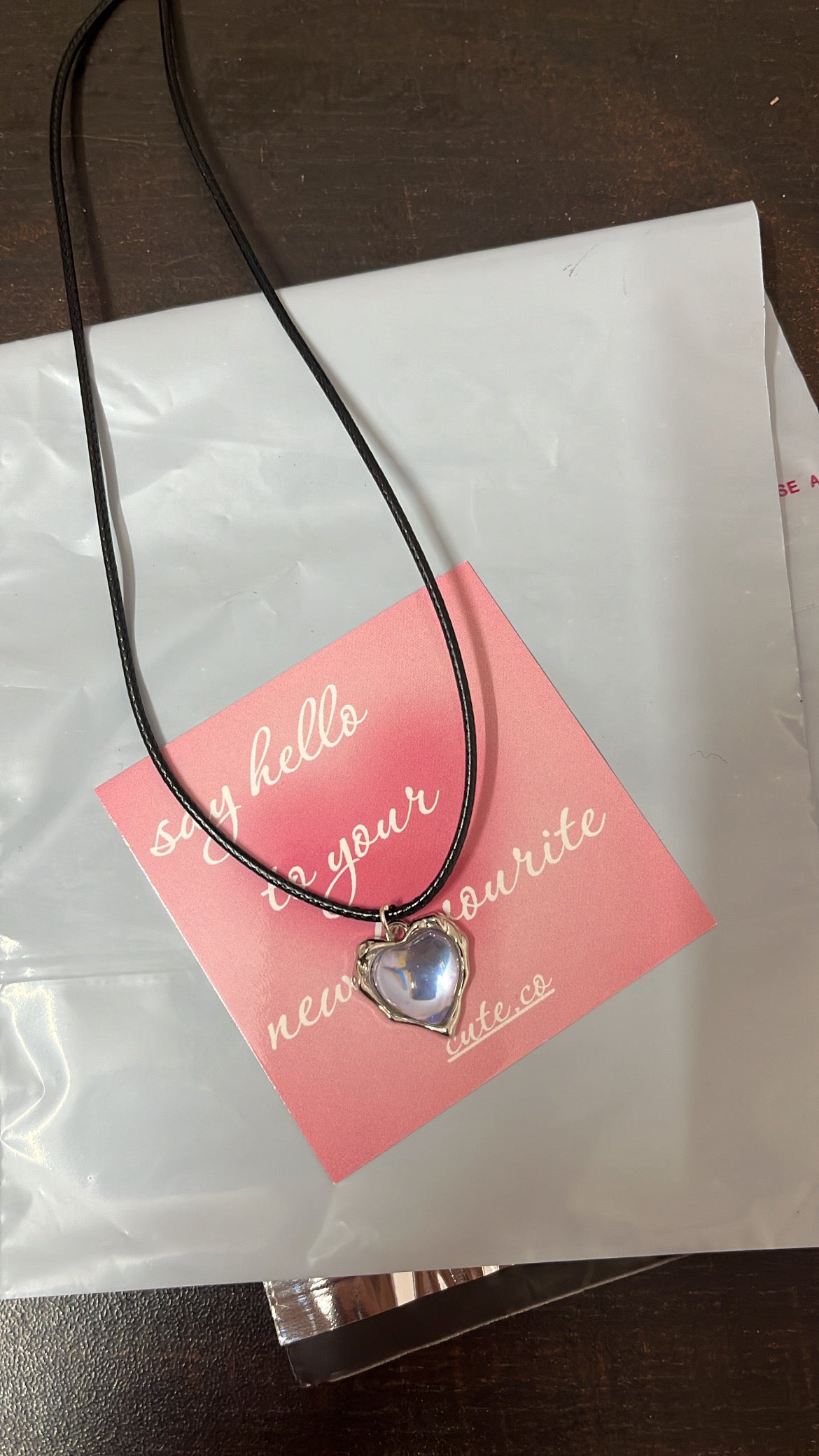 blue heart cord chain
