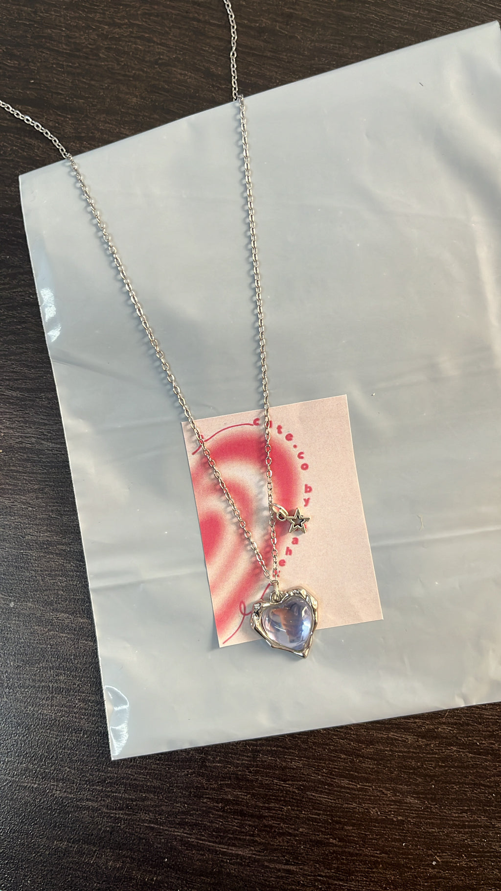 blue heart with mini star chain