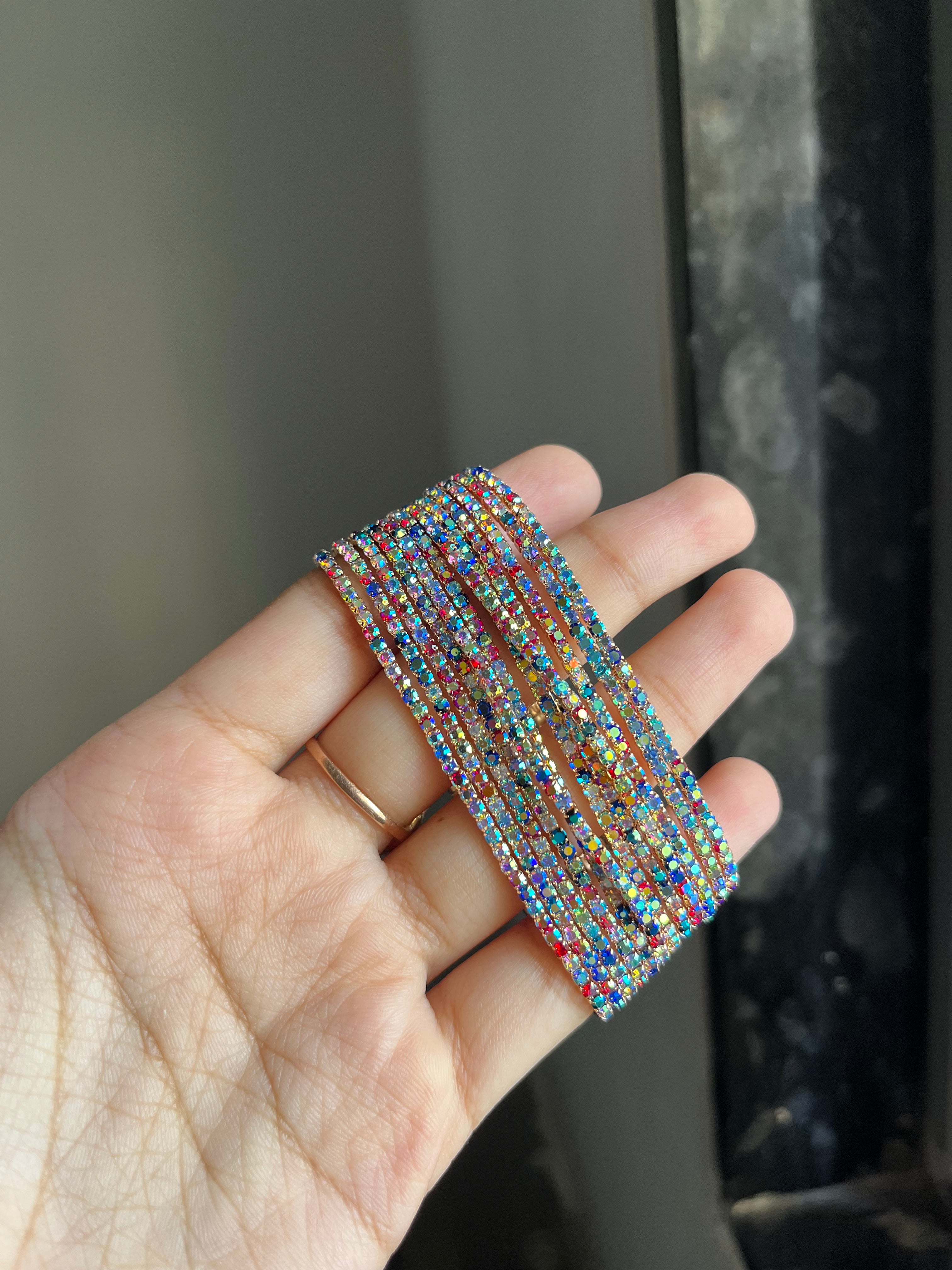 chrome multicoloured sparkling bracelet