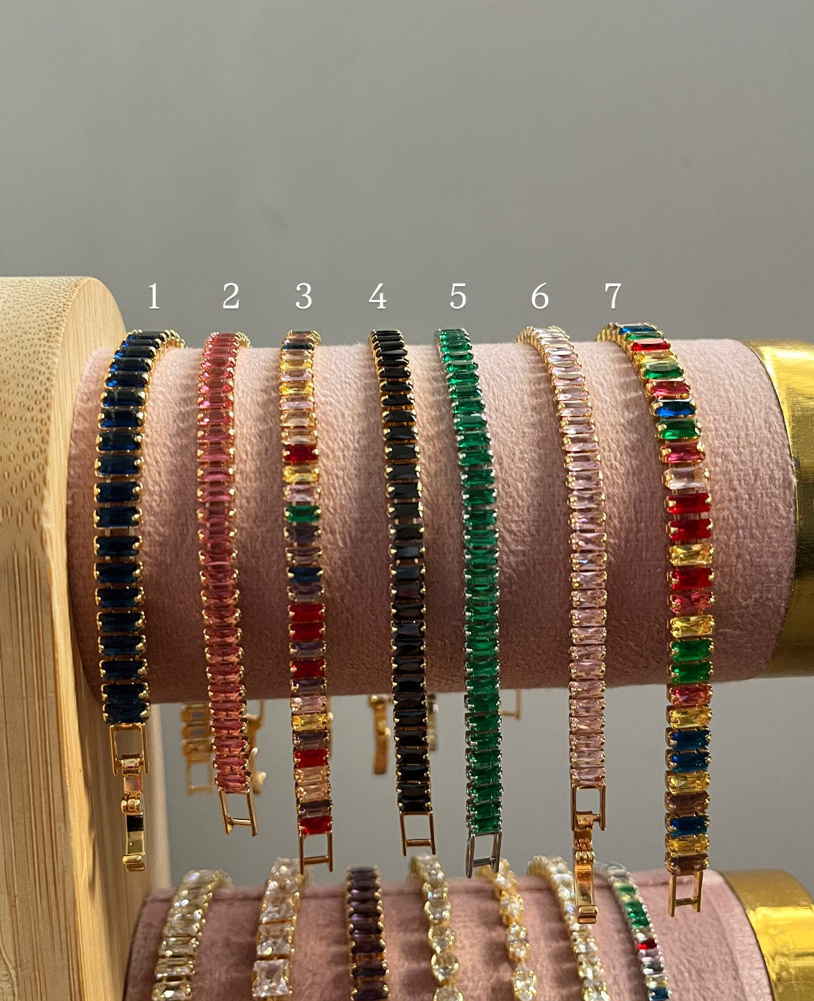 multicoloured tennis bracelets