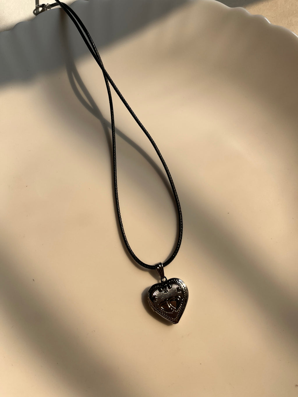 photo heart locket cord chain
