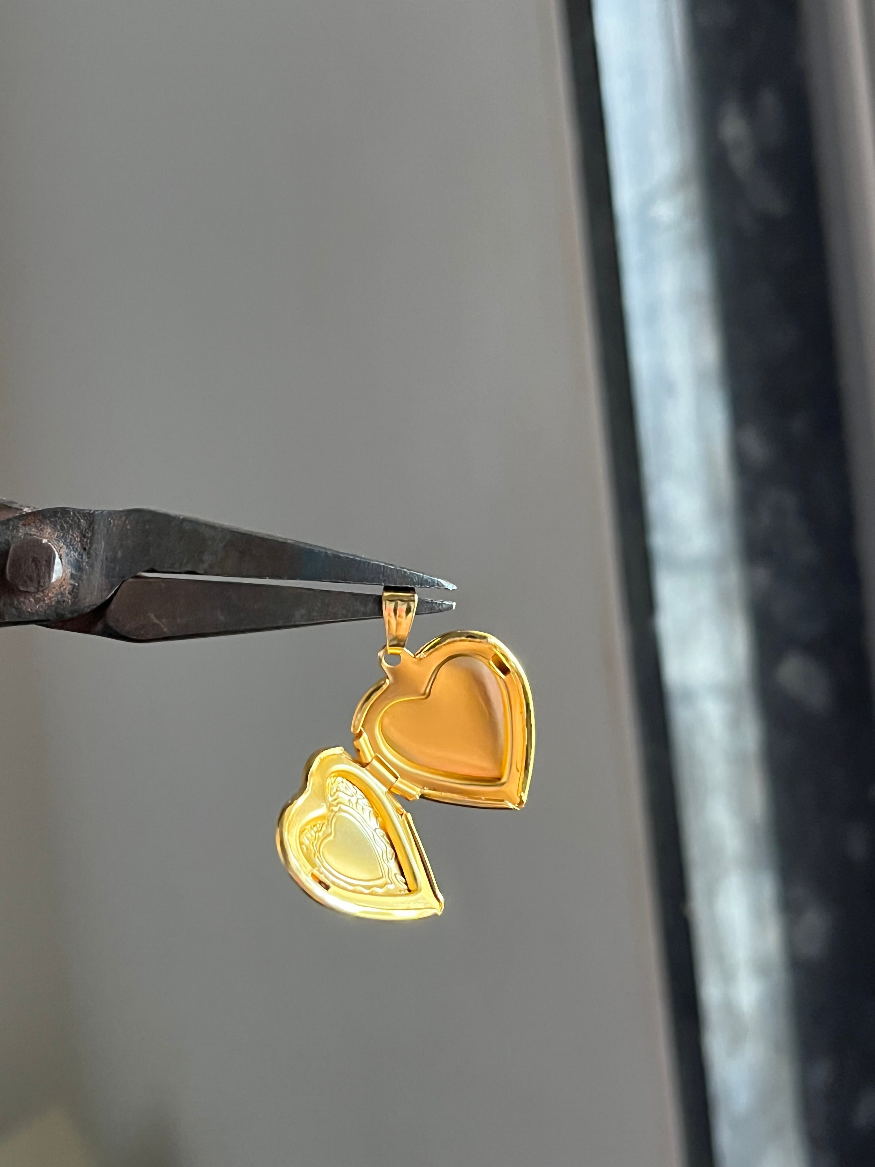 golden photo locket charm