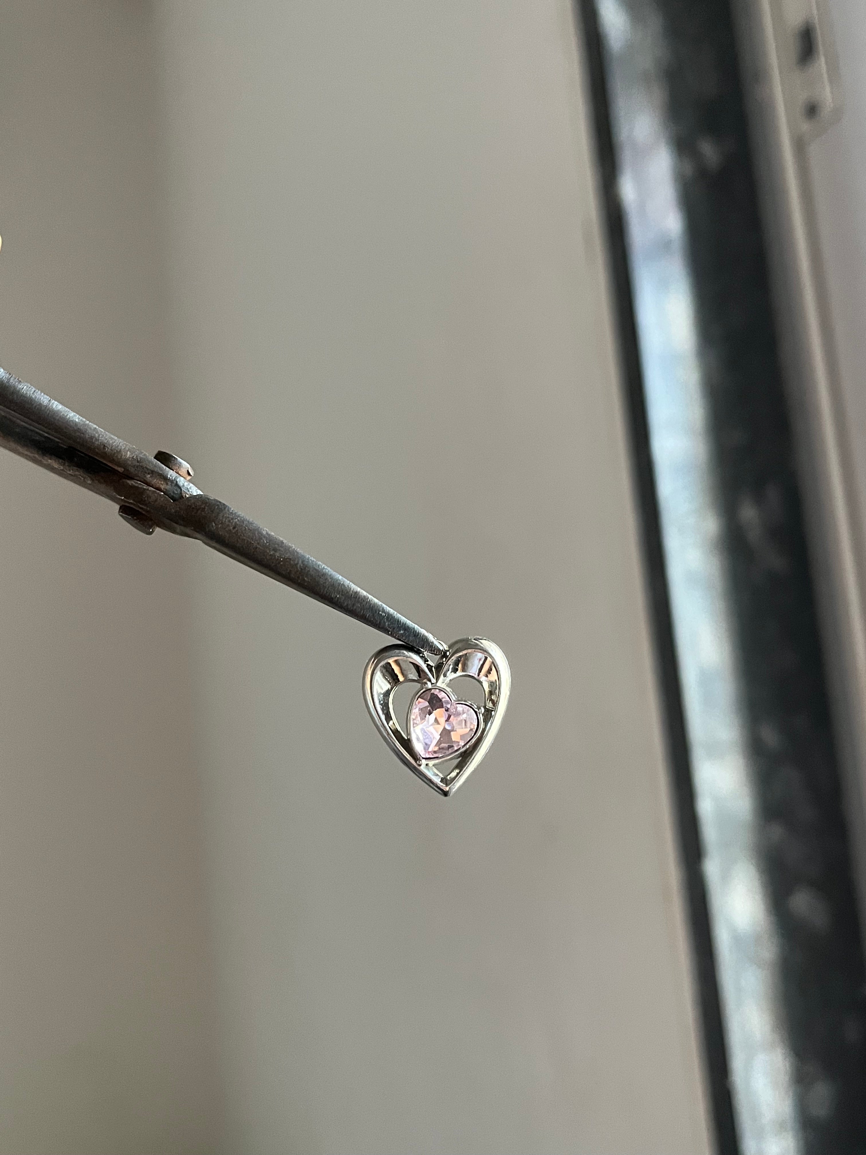 pink crystal heart charm