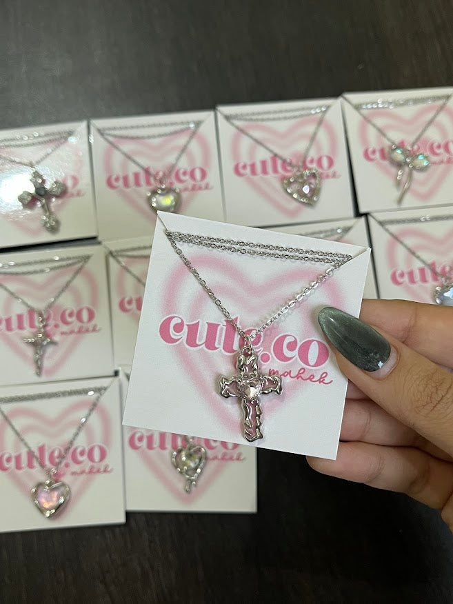 pink lumi cross chain