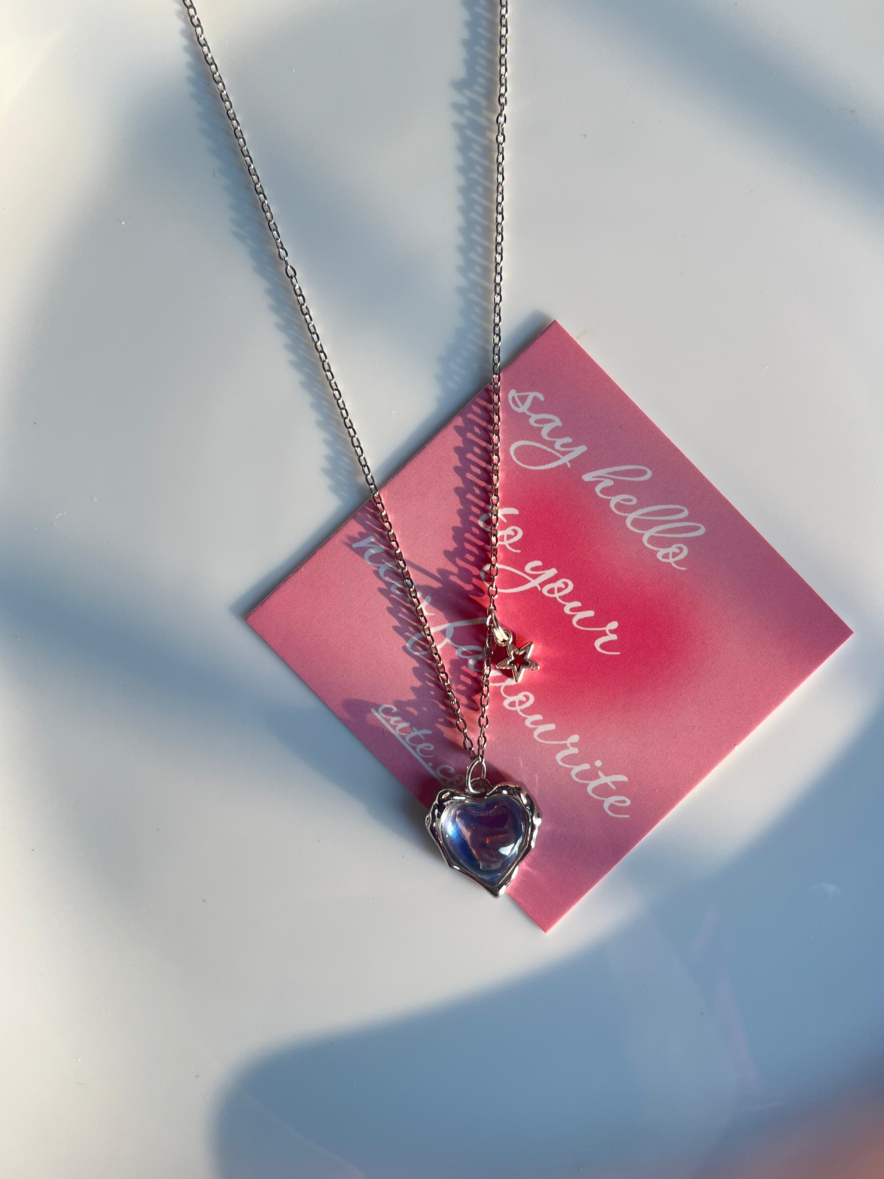blue heart with mini star chain
