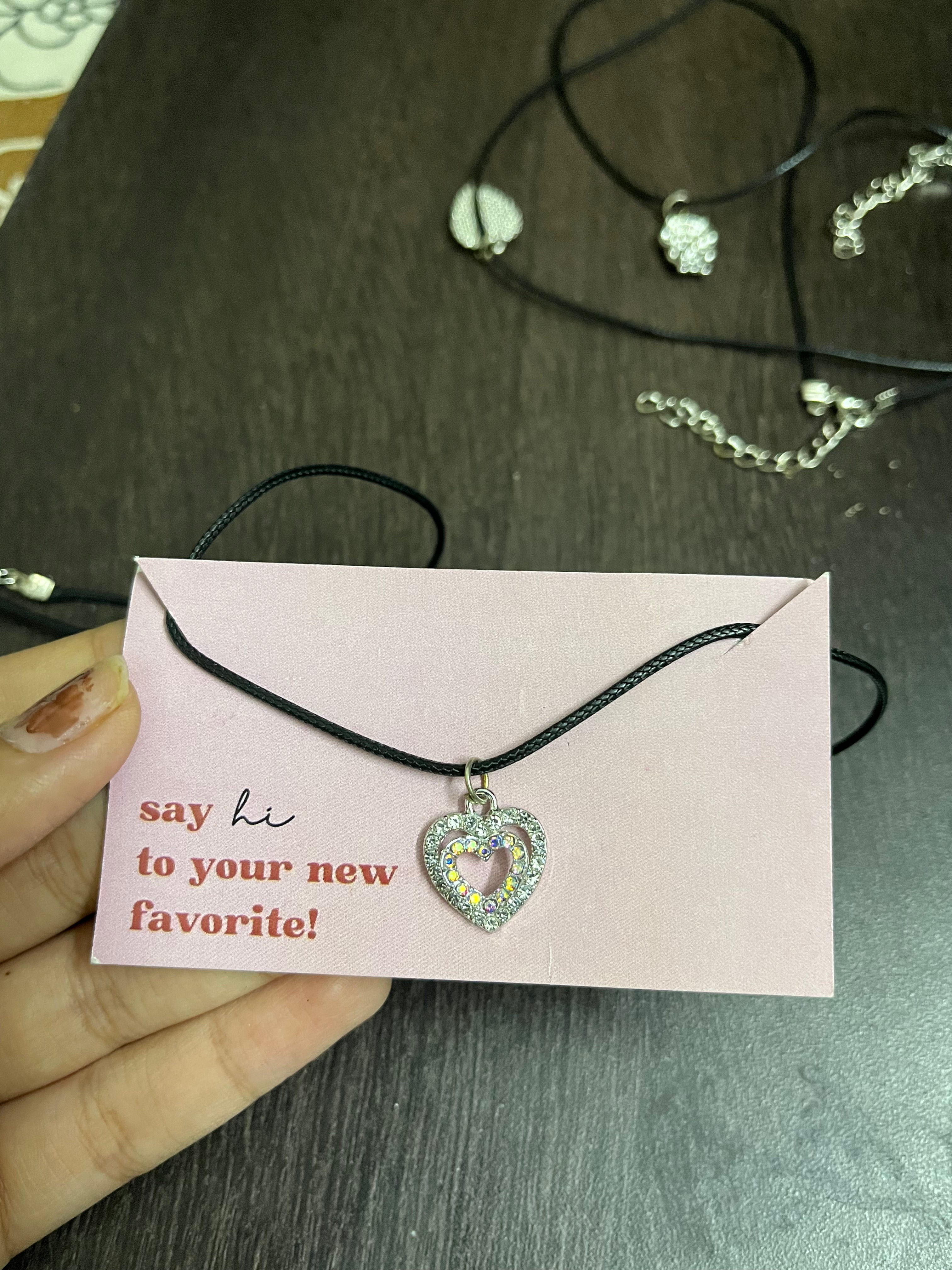 diamond heart cord chain
