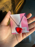 red glass heart chain