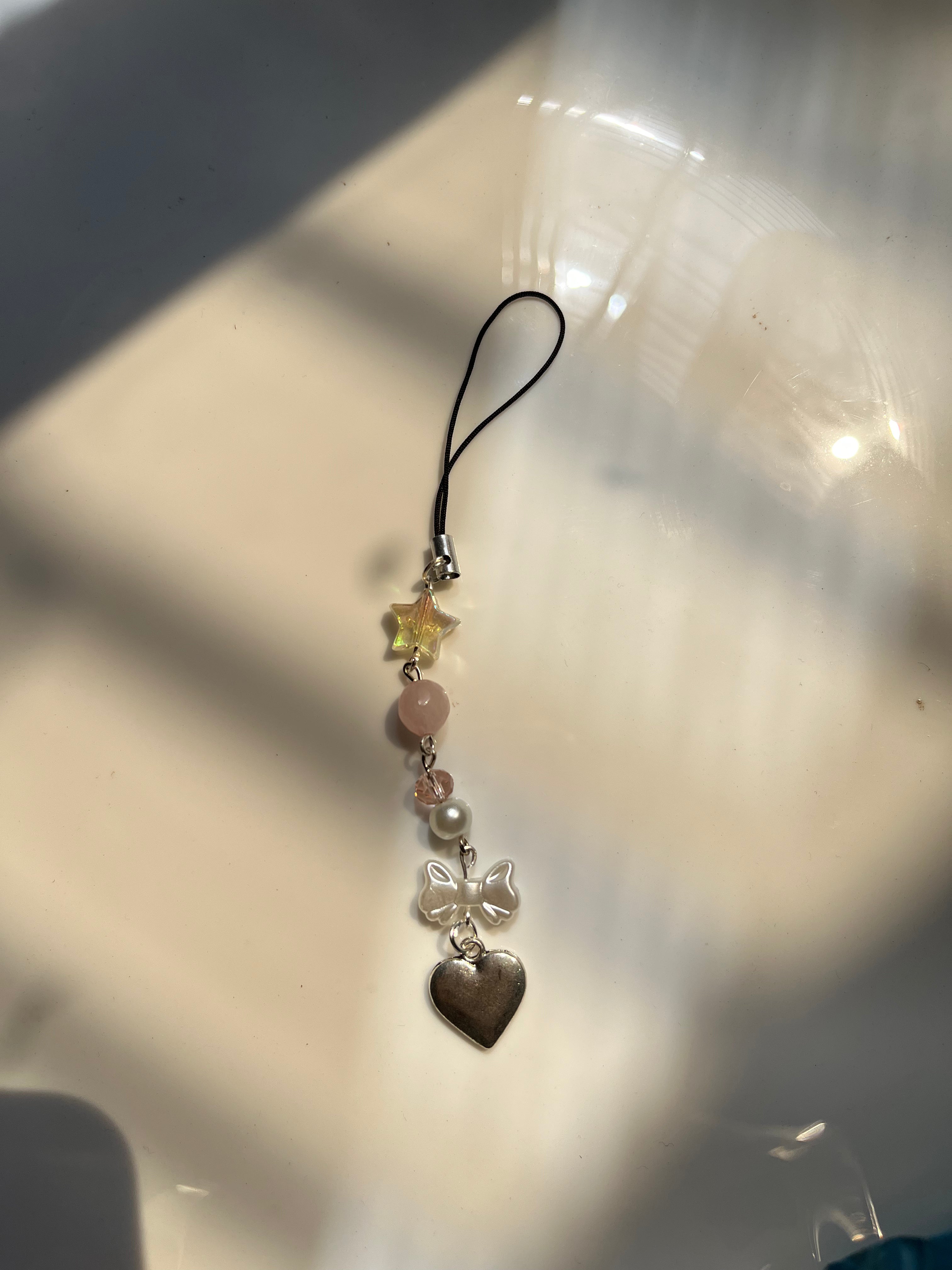 hanging heart phone charm