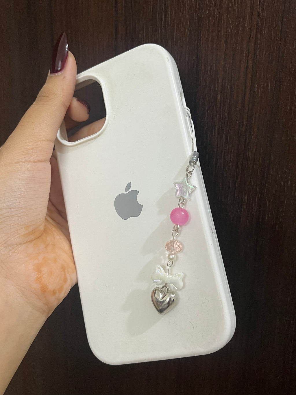 hanging heart phone charm