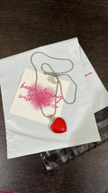 red glass heart snake chain